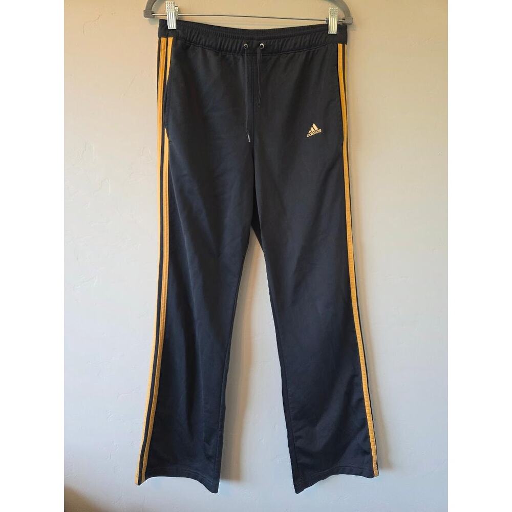 Vintage Adidas Black Gold 3 Stripe Track Pants Y2K S Unisex
